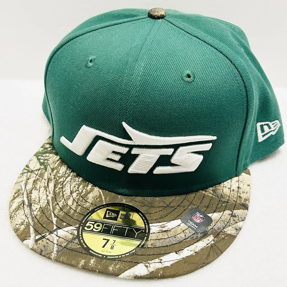 New Era New‎ York Jets 2-Tone Camo 59FIFTY Fitted Hat Cap 7 7/8 Green NFL